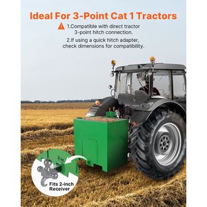Scatola di Carico a 3 Punti Anticorrosione per Trattore, Capacità di Carico 800 libbre, Robusta, con Ricevitore Gancio Traino da 2 Pollici, Componente per Macchinari - Product Image 2