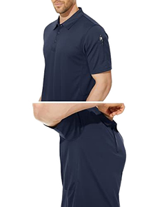 Polo à manches courtes rayé et color-block pour homme, coupe ajustée décontractée en coton, idéal pour le golf, vente en gros, logo personnalisé - Product Image 4