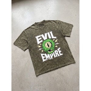Custom Men Oversized Acid Wash T Shirt Vintage Evil Empire <b>Monster</b> Eye Graphic Print Crewneck Heavyweight Cotton Tee Streetwear - Product Image 6