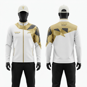 Sudadera con Capucha Unisex para Entrenamiento de Golf, 330g, Forro Polar, Tela Premium de Poliéster/Rayón, Blanco con Panel en Contraste Dorado, Personalizable en la Parte Delantera - Product Image 1
