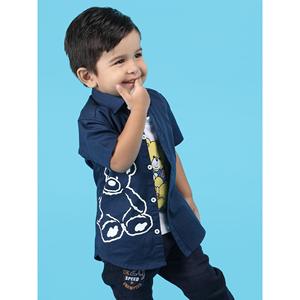 เสื้อยืดแขนครึ่งพิมพ์ลายเท็ดดี้-น้ำเงิน - Product Image 1