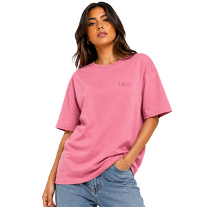 Modern Washed Pink Oversized Tee Round Neck women's shirt Custom Embroidery Logo OEM 100% Cotton Summer Boutique Everyday Wear - Product Image 1