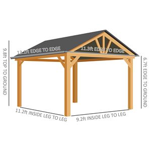 11FT X 13FT Hardtop Gazebo Wooden Frame Steel Arbours Permanent Metal <b>Roof</b> Garden Patio Backyard <b>Canopy</b> Ceiling Hook for Outdoor - Product Image 3