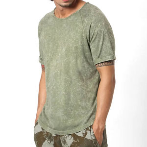 T-shirts 100% Coton de Haute Qualité, Délavé à l'Acide, Col Rond, Manches Courtes, Coupe Épaules Tombantes, Vêtements pour Hommes, Grande Taille, Style Urbain - Product Image 2