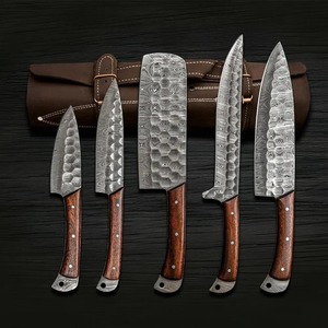 Ensemble de couteaux de cuisine en acier damas fait main avec manche en bois, ensemble de couteaux de chef pour l'extérieur - Product Image 2