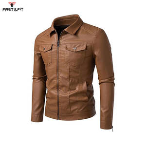 Chaqueta de Motociclista de Cuero Casual para Hombre, Corte Ajustado, Invierno, con Logotipo Frontal en Lona - Product Image 4