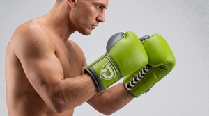 Dumela Genuine <b>Green</b> Leather Boxing Gloves <b>Lace</b>-Up Design with Logo Patch - Product Image 3