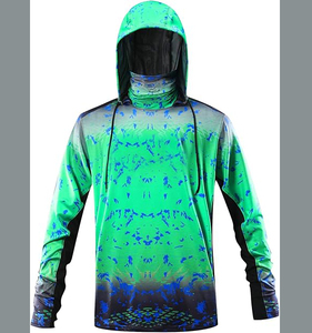 Quick Dry 50 Waterproof Breathable Lightweight Digital Print Polyester Spandex Front Men's Pullover Fishing Hoodie <b>Face</b> Mask - Product Image 6