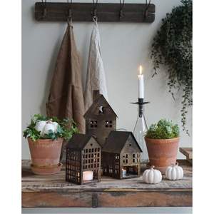 Vintage Rustic Metal House Candle Holder <b>Set</b> Decorative Distressed Iron Tea Light <b>Lantern</b> for Farmhouse Tabletop Home Decor - Product Image 1