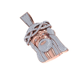 Colgante de oro amarillo y blanco de 10kt de estilo famoso de Dios Jesús unisex con diamantes naturales estilo Hiphop a precio de joyería al por mayor - Product Image 4