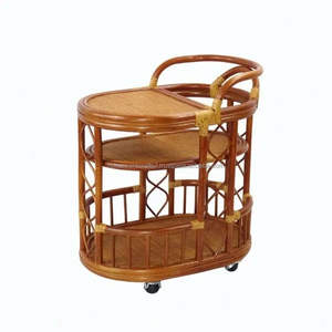 Chariot de stockage décoratif fait à la main en gros Chariot en rotin écologique durable Vietnam léger et durable - Product Image 4