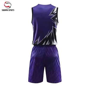 Uniformes de Baloncesto Transpirables de Último Diseño, Talla Grande, Logotipo Personalizado, Color Sólido, 100% Poliéster, Absorbentes de Humedad - Product Image 3