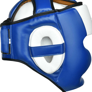 Customizable Logo Design Genuine Leather MMA Kickboxing Muay Thai Face Protection Helmet New <b>Training</b> <b>Head</b> Guards Boxing QST - Product Image 6