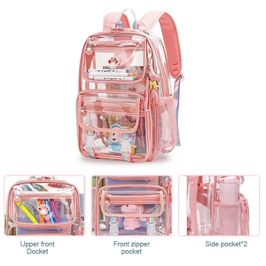 Sac à dos transparent en PVC robuste personnalisé, sac à dos scolaire transparent, sac à dos pour adolescents et étudiants - Product Image 4