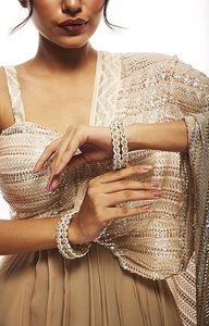 Gold Plated Alloy Bangle With <b>Crystal</b> Rhinestone Bezel Setting Imitation Pearl Women's Classic Party Jewelry Fashion <b>Bracelet</b> - Product Image 4