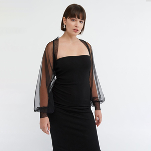Personalizado de las mujeres de manga larga con estilo Bolero Shrug Mujeres Club Wear Cover Up Shirt Sexy Open Front Cropped Bolero Shrug Mujeres - Product Image 1