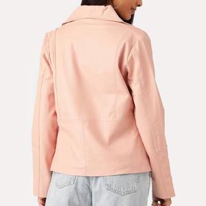 Latest Design Professional High Quality Women Sheep Skin Printed <b>Quilted</b> Breathable Zipper Leather Jacket in Solid Color - Product Image 6
