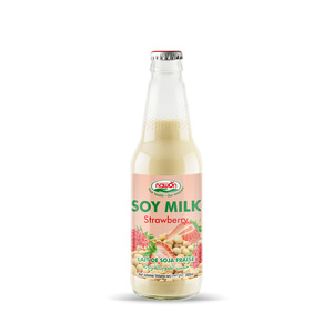 Lait de soja OEM saveur fraise 300ml en bouteille de verre, marque privée, pour acheteurs internationaux - Product Image 2