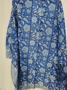 Indian Block Print <b>Sarong</b> <b>Sarong</b> Beach Wrap Cotton <b>Sarong</b> Pareo Block Print Scarf Summer Beach Pareo Blue Floral Hand Block Prin - Product Image 6