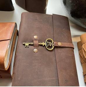 2026 Newly Handmade 100% Genuine Leather Bound Diary Hard Cover Journal With Key Strap Lock Brown Vintage Style Writing Notebook - Product Image 4