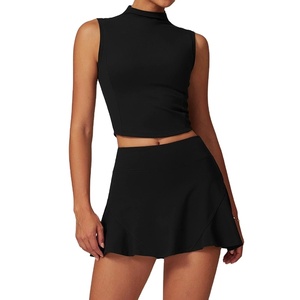 Vestido DE TENIS personalizable, conjunto corto de Fitness transpirable con cuello alto, falda de entrenamiento, chaleco de realce para gimnasio, sesión de entrenamiento en el gimnasio - Product Image 1