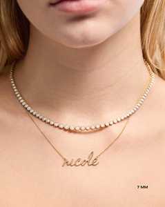 Collier personnalisé avec nom, chaîne gourmette 5mm 7mm, colliers ajustables 16-18 pouces, bijoux fins personnalisés en or massif 14K 18K - Product Image 3