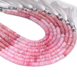 Natural Pink Opal Faceted Heishi Tyre Gemstone Beads 5MM 8MM Shaded Opal <b>Spacer</b> Beads Loose Stone For Jewelry Making Wholesale - Product Image 1