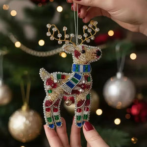 Decorative Beaded Gingerbread <b>Christmas</b> Ornament For Festive Gift DIY Decor Artistic Holiday Modern <b>Christmas</b> Hanging Accessory - Product Image 3