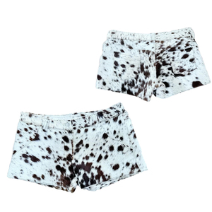 Women Patent Leather <b>Shorts</b> Cowhide Print Mid Waist Button Fly Breathable Hot Pants <b>Rave</b> Dance Stage Wear Custom Wholesale - Product Image 4