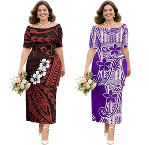 Ropa Isleña, Prendas del Pacífico, Puletasi Samoano, Conjunto de Vestido Polinesio Casual y Elegante - Product Image 5
