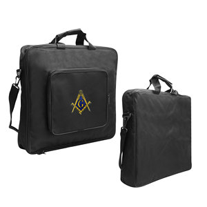 Estuches de transporte de tela negra para insignias masónicas con diseño bordado de esquadrón y compás, estuche blando MM-WM con bolsillo - Product Image 1