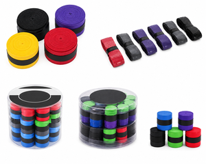 Ensemble de bandes adhésives pour raquettes de badminton, en caoutchouc antidérapant, écologiques, légères, multicolores, pour la protection du manche de la raquette, entraînement - Product Image 1