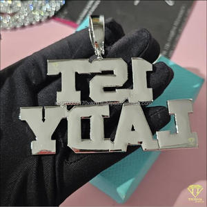 Hip Hop " 1st Lady " Pendant Necklace Moissanite Diamond <b>Iced</b> <b>Out</b> <b>Chain</b> Fashion Jewelry Gift - Product Image 2