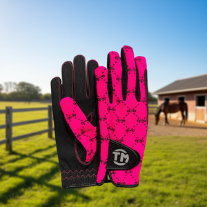 Gants d'équitation professionnels pour l'équitation, fermeture auto-agrippante, équipement de dressage, dotés de la technologie de préhension en silicone et de cuir synthétique - Product Image 3