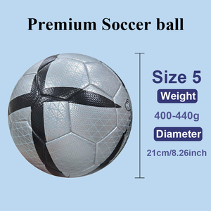 Ballon de football classique, motif gaufré argenté et noir, durable, haute rétention d'air, 410g, pour entraînement et match - Product Image 6