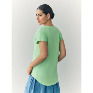 Camiseta de Manga Corta con Cuello Redondo para Mujer, Color Verde Claro, 100% Algodón, Corte Regular, Color Sólido Informal, Transpirable, Anti-UV, Ecológica, de Secado Rápido - Product Image 2