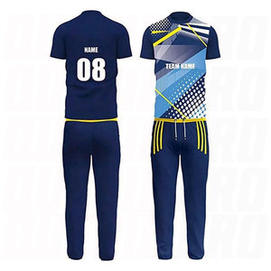 ชุดยูนิฟอร์มคริกเก็ตราคาส่งจากซัพพลายเออร์ ชุดยูนิฟอร์มคริกเก็ตแบบสั่งทำพิเศษด้วยเทคนิค Sublimation เสื้อแขนสั้นผู้ชาย ชุดกีฬาระบายอากาศได้ดี - Product Image 1