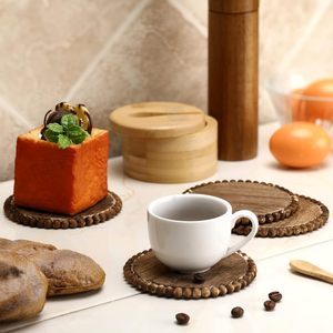 Dark Brown mango Wood Round Luxury Handmade <b>Coasters</b> 60cm Diameter <b>for</b> <b>Drinks</b> Decorative Table Top Housewarming Home Kitchen - Product Image 2