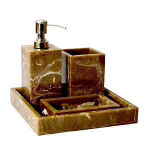 ชุดห้องน้ำสี่ชิ้นสีส้มแบบเรซิ่น ดีไซน์สั่งทำสไตล์ยุคกลาง สำหรับใช้ในบ้านและโรงแรม คุณภาพสูง ผลิตด้วยมือในอินเดีย - Product Image 6