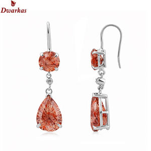 ต่างหูคลาสสิกสุดฮิต เทรนด์ใหม่ล่าสุด เงินแท้ 925 ประดับด้วยพลอย CZ สีแดงรูไทล์ สำหรับสุภาพสตรีและเด็กผู้หญิง ขายส่งจากโรงงาน - Product Image 1