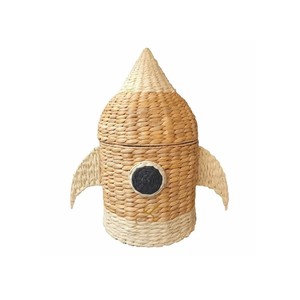 Cute Bee Shaped Water Hyacinth Basket with Lid Woven Decorative Yellow Animal <b>Storage</b> <b>Box</b> <b>Kids</b> Room Toy Organizer - Product Image 2