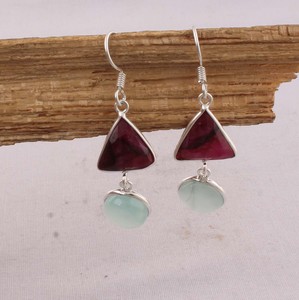 Handcrafted Aqua Chalcedony 925 <b>Silver</b> <b>Dangle</b> <b>Earrings</b> Bezel Set Teardrop Minimalist Stone <b>Earrings</b> for Women Jewelry Manufactur - Product Image 5