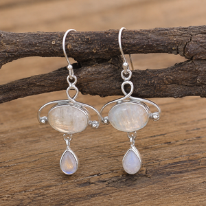 Natural Double Rainbow Moonstone <b>Dangle</b> <b>Earrings</b> Rose Gold Plated Luxury Artisan Boho Gemstone Drop <b>Earrings</b> Pure 925 Sterling - Product Image 1