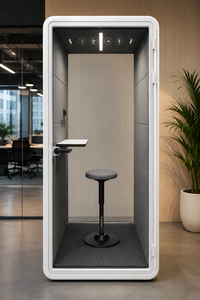 Cabine de bureau intelligente, écologique et au design moderne, avec structure en aluminium, insonorisée, poste de travail privé, éclairage LED, bureau à domicile autonome - Product Image 4