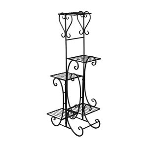 Espositore per Piante a 5 Ripiani Nero Quadrato per Interni/Esterni, Arredamento da Patio per Contenere Piante e Fiori - Product Image 3