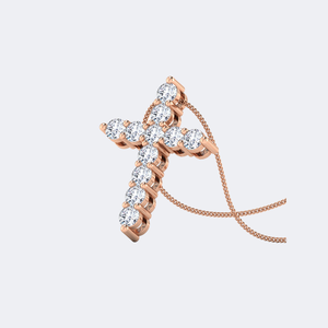 Collier pendentif croix serti de diamants taille ronde, aspect élégant, bijoux religieux, à porter au quotidien, cadeau tendance pour femmes et hommes - Product Image 4