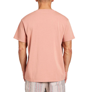 T-shirt à manches courtes pour homme, col rond, rose, coupe classique, jersey de coton, décontracté, couleur unie, design tricoté - Product Image 2