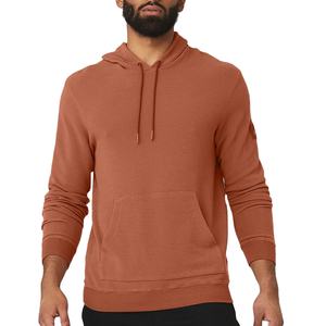 Pull-over thermique à capuche à manches longues unisexe en coton biologique Halki cannelle - Product Image 1