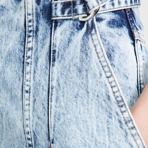 2026 New High-Rise Stylish Denim Shorts for Women Acid Washed with Adjustable Buckle Waist Breathable OEM Serviced - Product Image 5