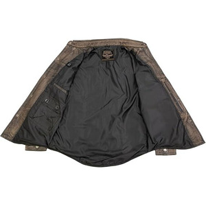 Chemise en cuir pour homme, manches longues, finition lavée, avec poches poitrine, à porter toute l'année - Product Image 3
